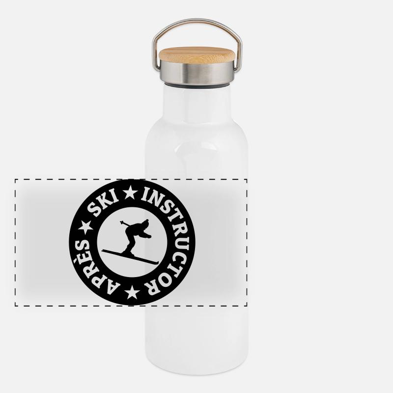 Après-Ski Instructor Quality Seal (monochrome) Panoramic Thermal Bottle with Bamboo Lid