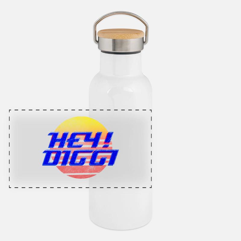 Hey Diggi - Panoramic Thermal Bottle with Bamboo Lid - white