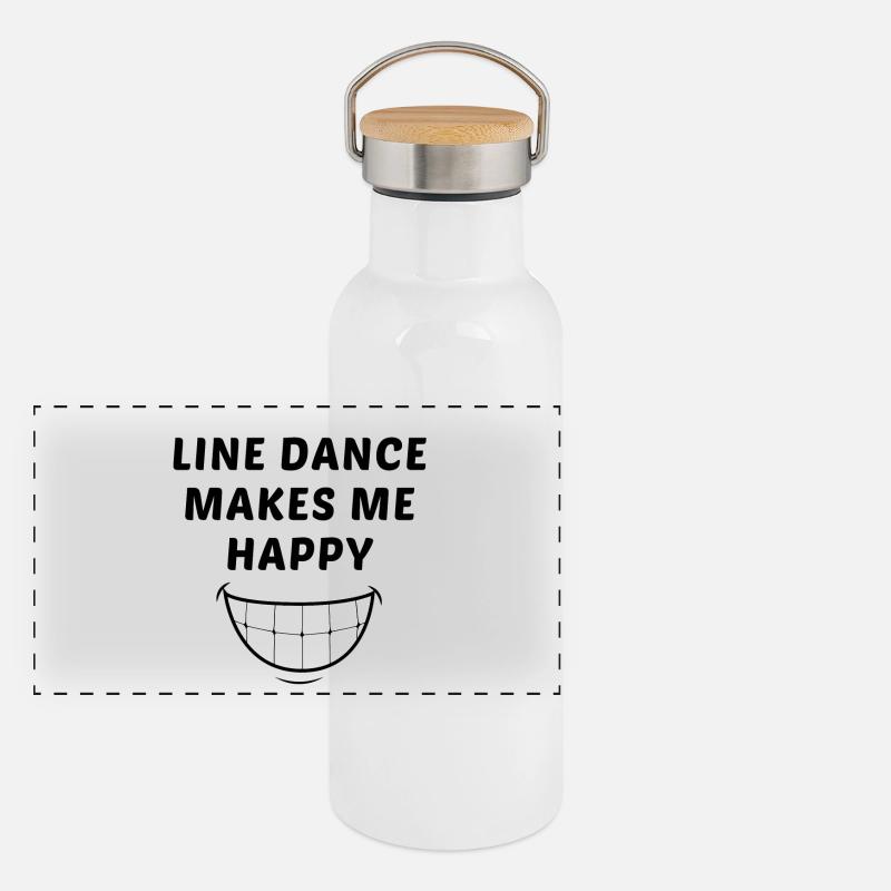 Devise linedancer : Line dance makes me happy Gourde isotherme avec bouchon en bambou