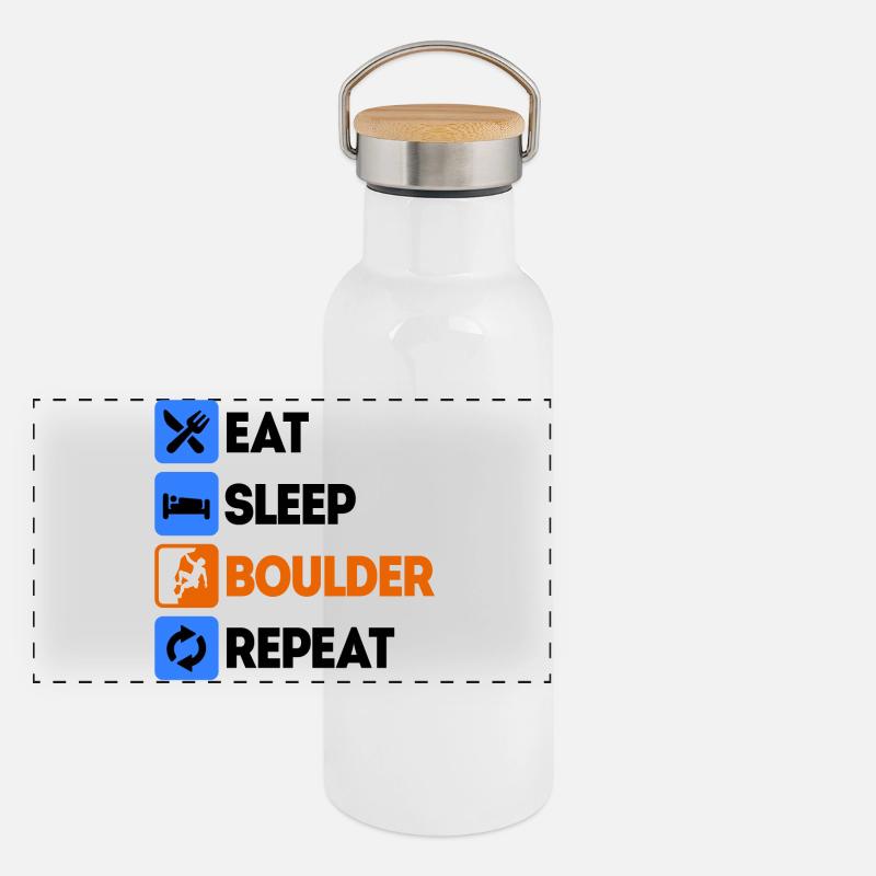 Boulder Bouldern Klettern Ohne Seil Spruch Panorama Thermosflasche mit Bambusdeckel
