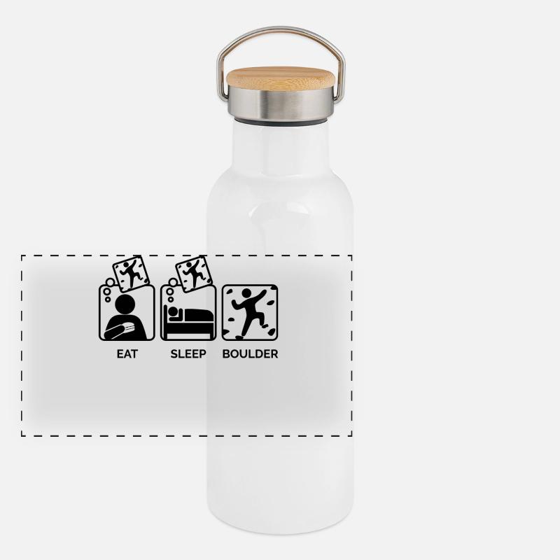Rocher, escalade, alpinisme, manger, dormir, dire Gourde isotherme avec bouchon en bambou