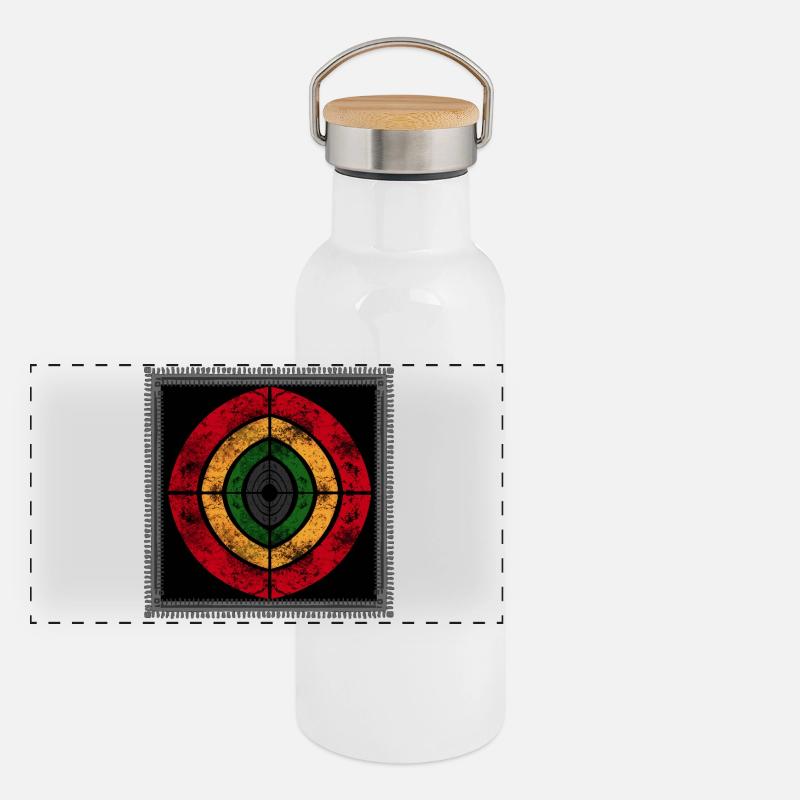 Abstrakter Reggae-Design in Retrofarben Panorama Thermosflasche mit Bambusdeckel