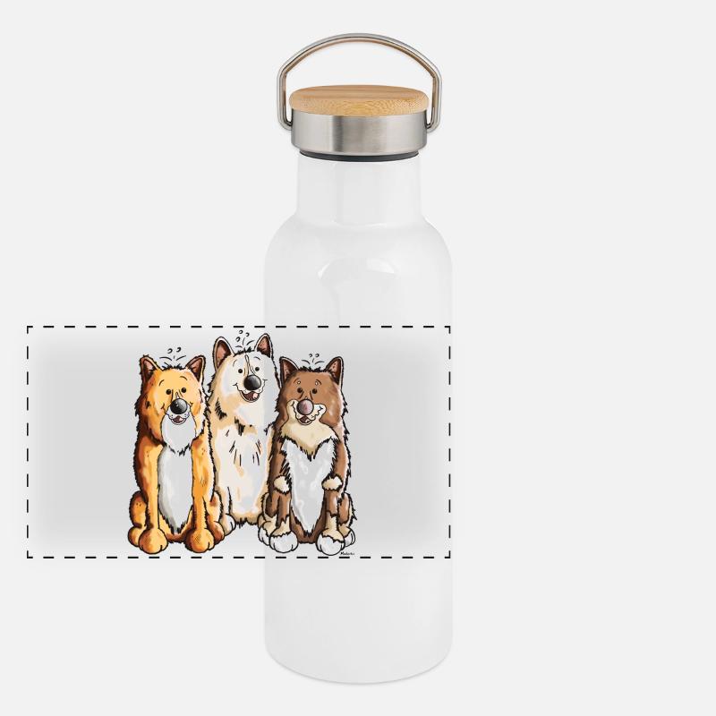 Das Islandhund Team Panorama Thermosflasche mit Bambusdeckel