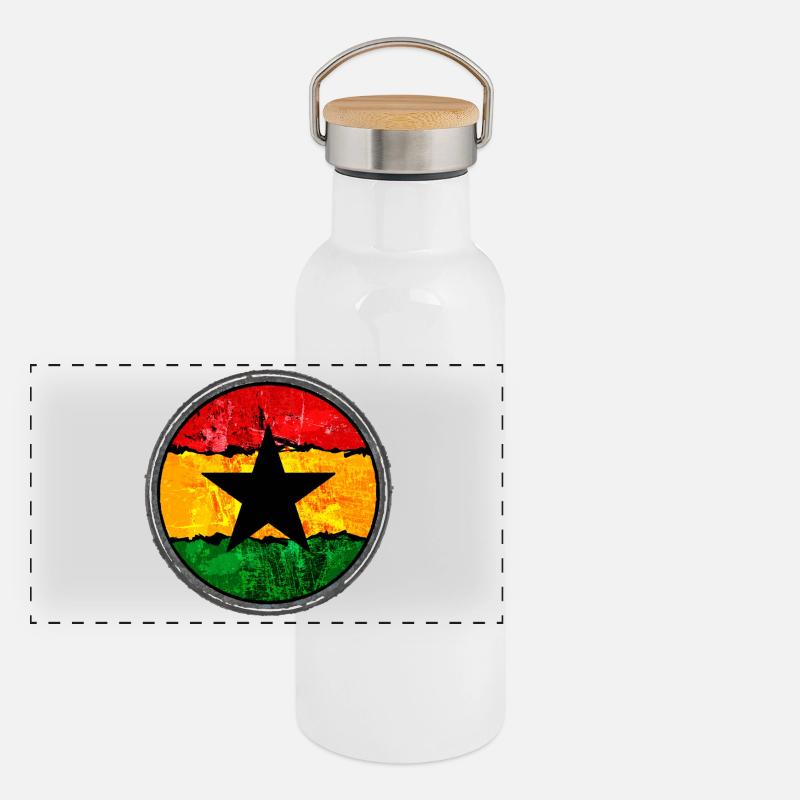 Rasta  mit Stern Panorama Thermosflasche mit Bambusdeckel