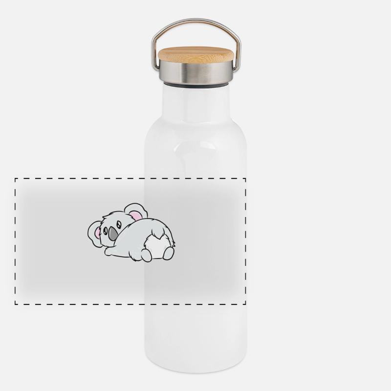 Schlafender Koala Kuschelheld Panorama Thermosflasche mit Bambusdeckel