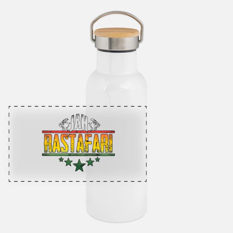 Jah Rastafari Affirmation Design Panoramic Thermal Bottle with Bamboo Lid