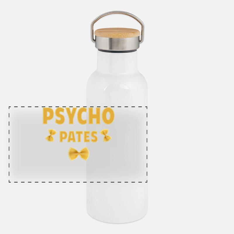 Design Pasta Psycho Fun Gourde isotherme avec bouchon en bambou