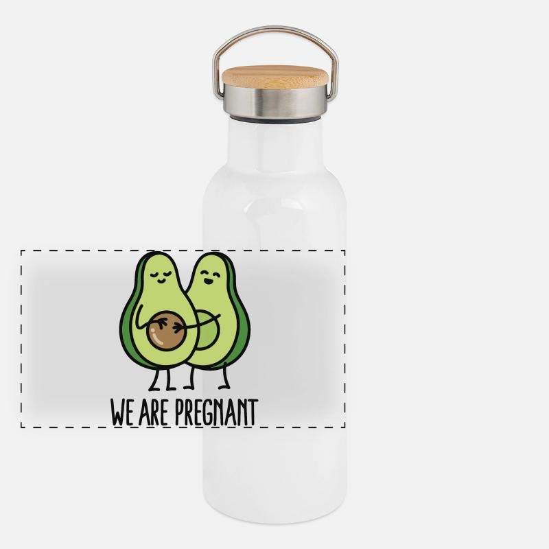 We are pregnant - Avocado Gourde isotherme avec bouchon en bambou