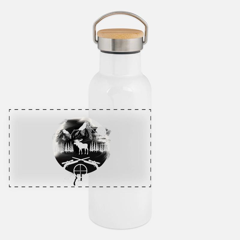 Hunter hunting elk Panoramic Thermal Bottle with Bamboo Lid
