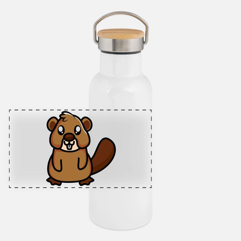 Biber Panorama Thermosflasche mit Bambusdeckel