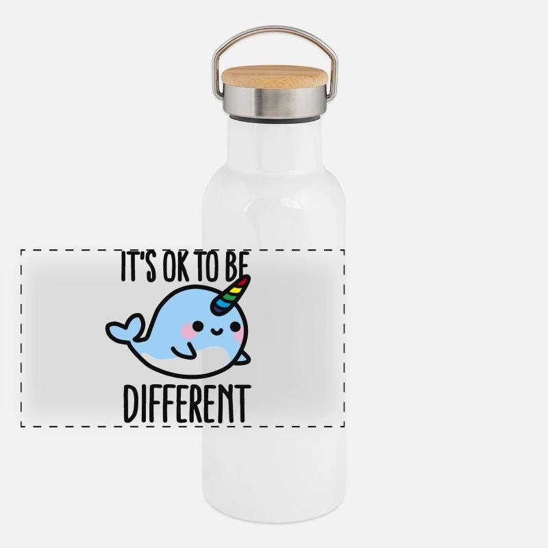 It's ok to be different Panoramic Thermal Bottle with Bamboo Lid