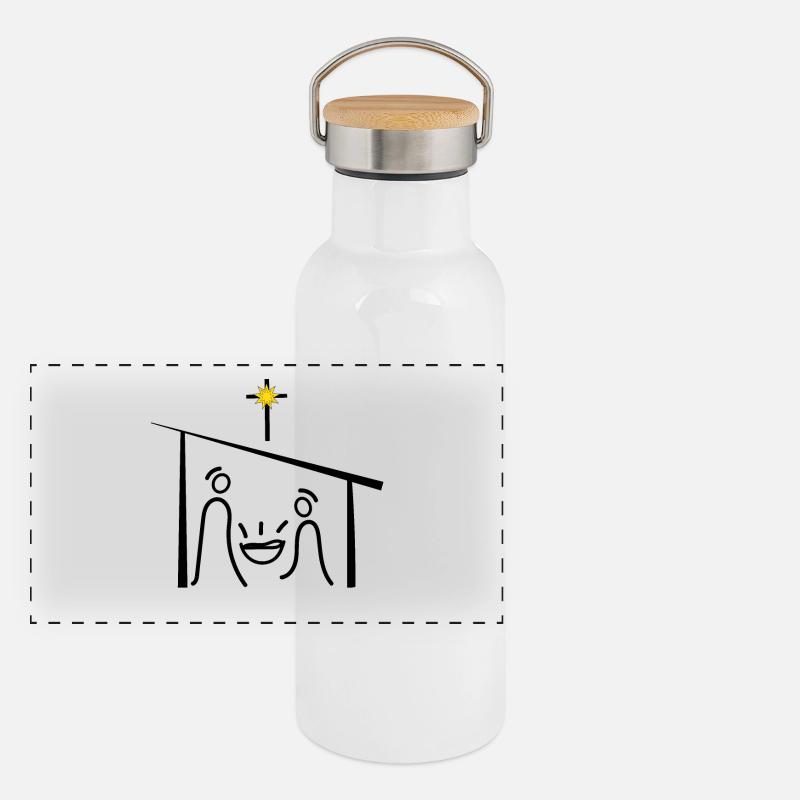 Weihnachtskrippe, Jesus, Weihnacht, Advent Panorama Thermosflasche mit Bambusdeckel