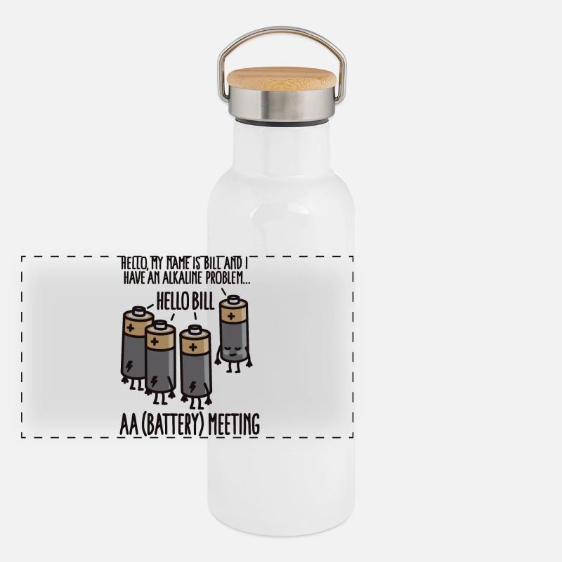 AA Meeting - I have an Alkaline problem - Battery Panorama Thermosflasche mit Bambusdeckel