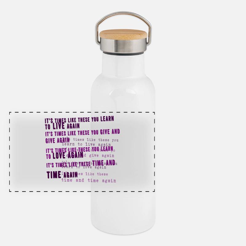 Foo Fighters lyrique - Gourde isotherme avec bouchon en bambou - blanc