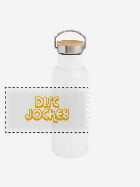 DISC JOCKEY - Panorama Thermosflasche mit Bambusdeckel - Weiß