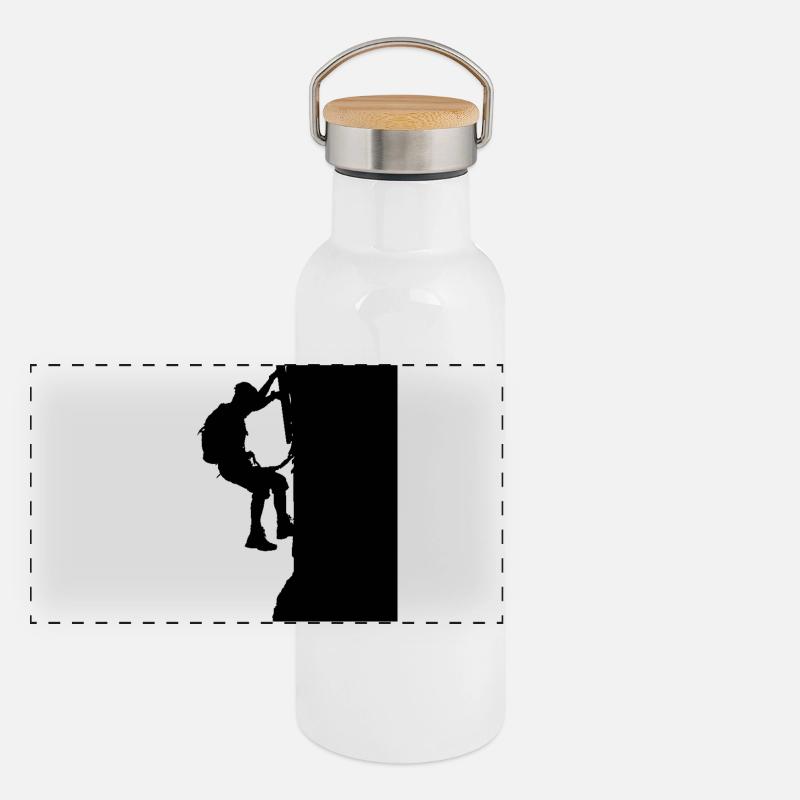 Via Ferrata Walker Silhouette Black Panoramic Thermal Bottle with Bamboo Lid