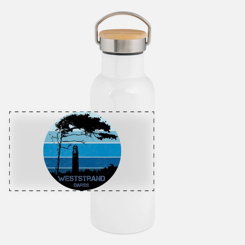 Ostsee, Darss, Weststrand Panorama Thermosflasche mit Bambusdeckel