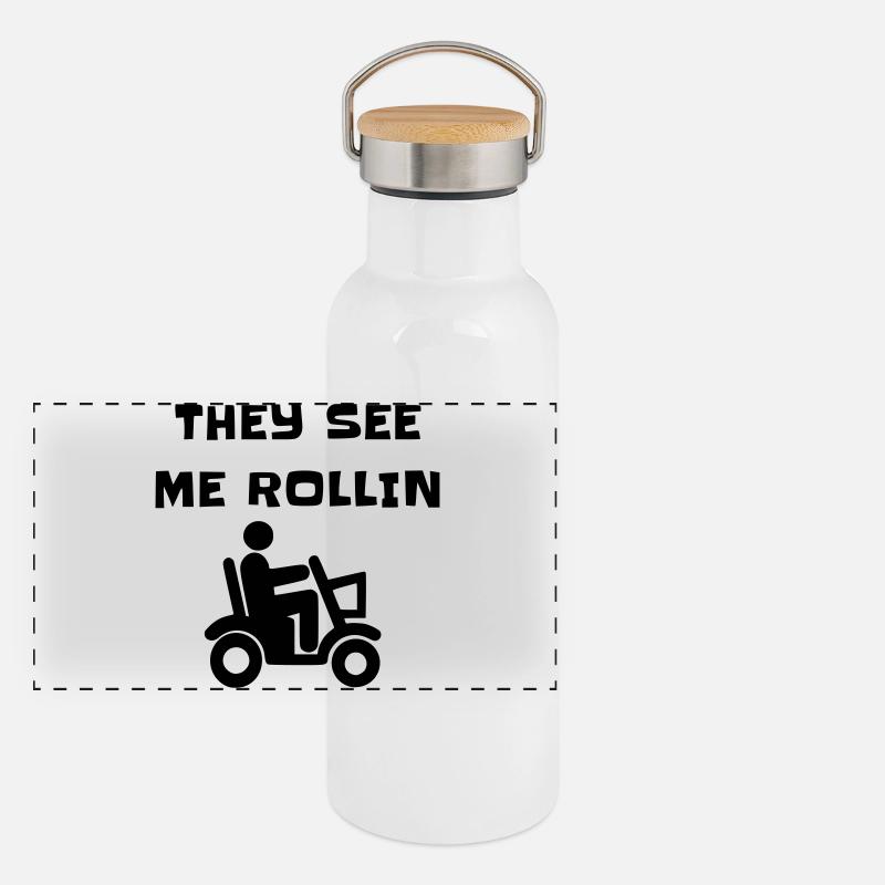 Ils me voient rouler avec mon scooter de mobilité # Gourde isotherme avec bouchon en bambou