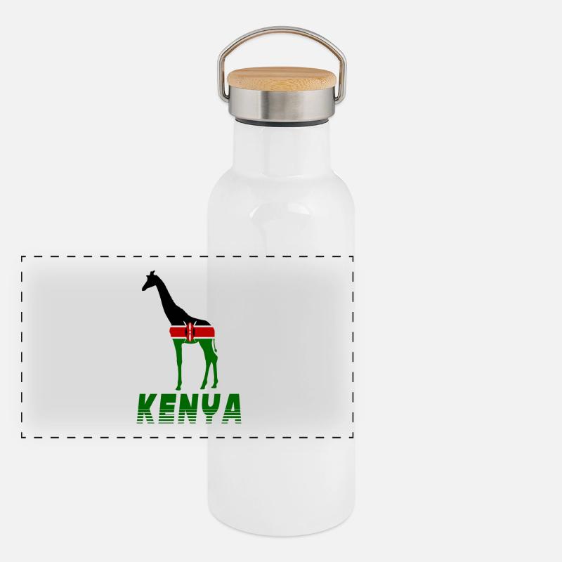 Kenya giraffe Panoramic Thermal Bottle with Bamboo Lid