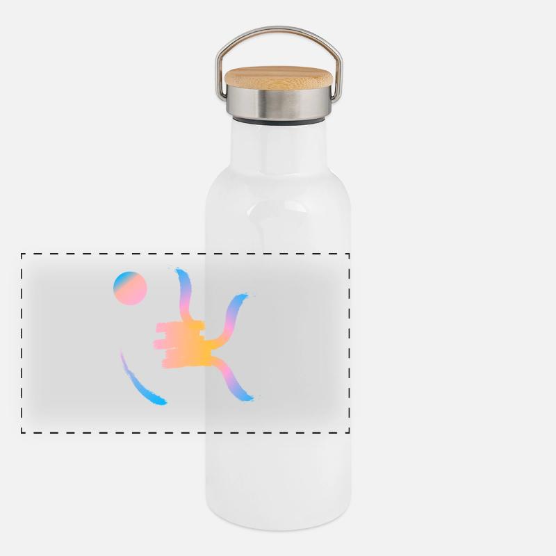 Soleil couchant sur symbole chinois Gourde isotherme avec bouchon en bambou