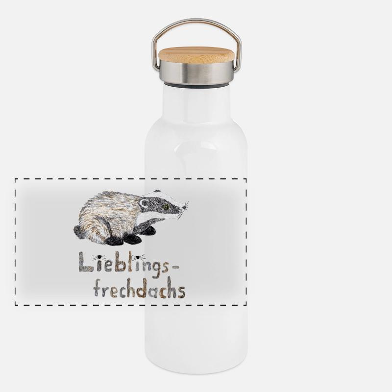 Lieblingsfrechdachs - Süßer Dachs Aquarell Panorama Thermosflasche mit Bambusdeckel