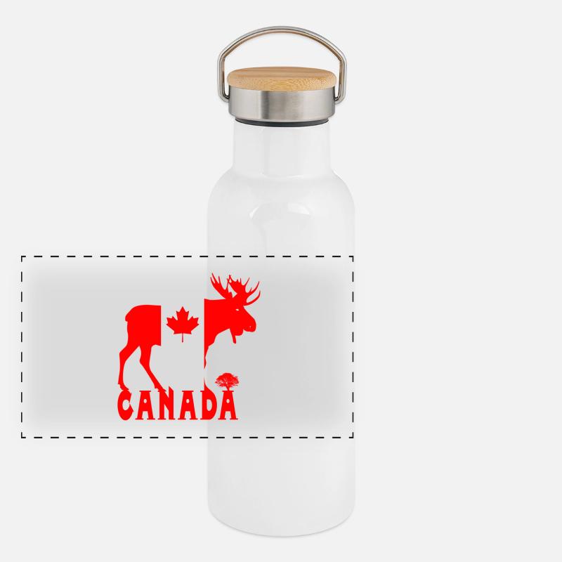 Kanada Elch Panorama Thermosflasche mit Bambusdeckel