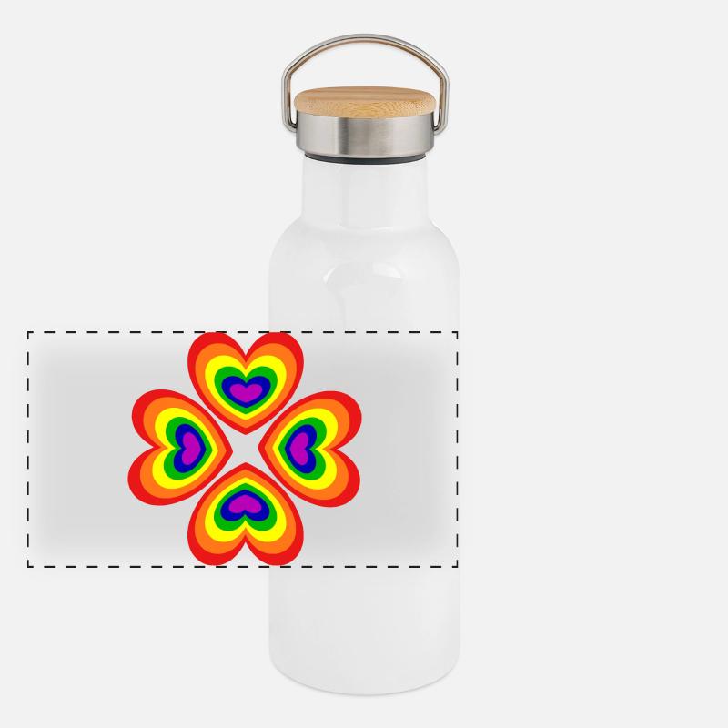 70s Flower Pattern Panoramic Thermal Bottle with Bamboo Lid