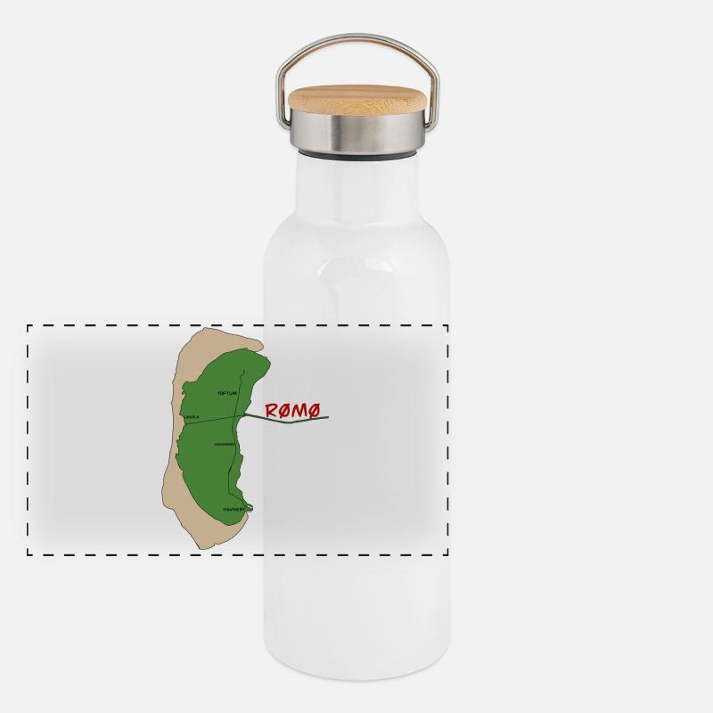 Carte de l’île Romo Vert Gourde isotherme avec bouchon en bambou