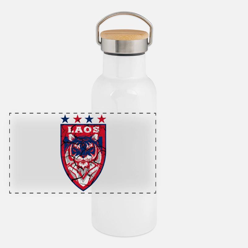 Conception d'armoiries de tigre du Laos / idée cadeau Gourde isotherme avec bouchon en bambou