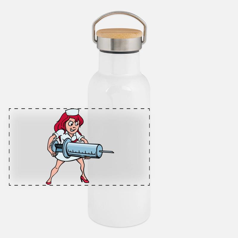 Profession de vaccination par injection seringue infirmière Gourde isotherme avec bouchon en bambou