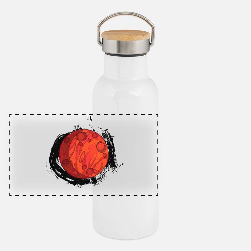 Planet Mars with background, planets Panoramic Thermal Bottle with Bamboo Lid