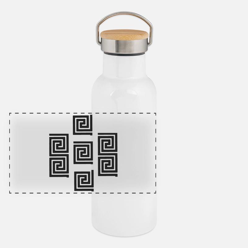 Motif géométrique Grèce Gourde isotherme avec bouchon en bambou