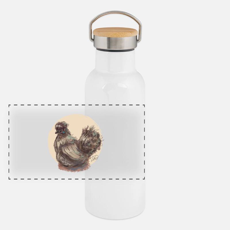 Brown silk hen Panoramic Thermal Bottle with Bamboo Lid