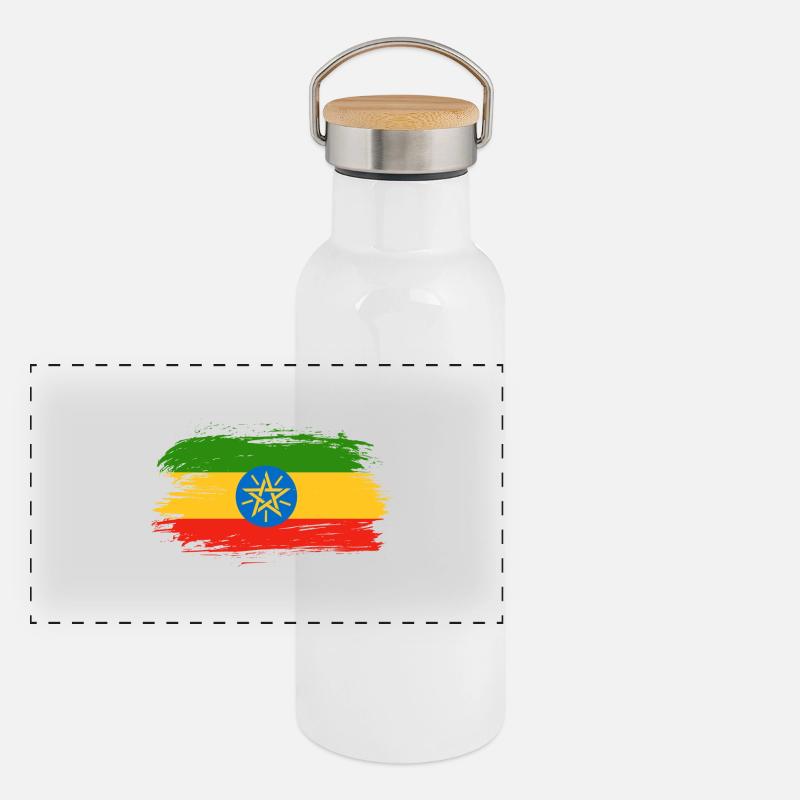 Äthiopien Flaggen Design / Geschenkidee Panorama Thermosflasche mit Bambusdeckel