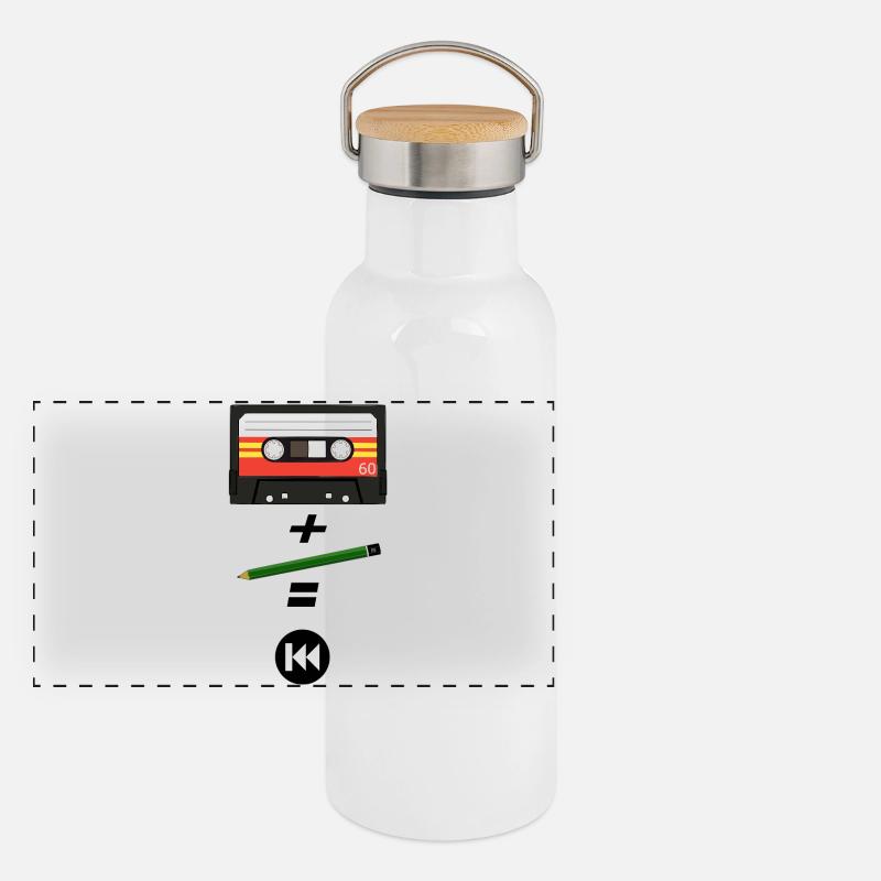 80er Kassette Panorama Thermosflasche mit Bambusdeckel