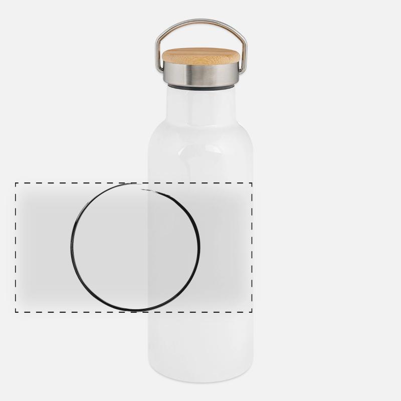 open black circle | Dirty edge - Panoramic Thermal Bottle with Bamboo Lid - white