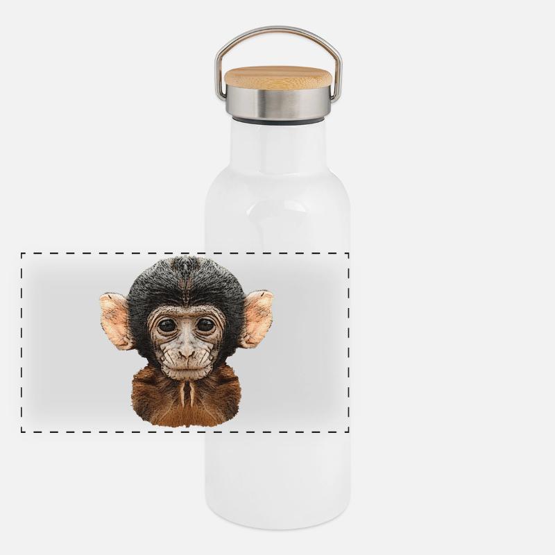 best wildlife designs, baby monkey canvas pattern Panoramic Thermal Bottle with Bamboo Lid