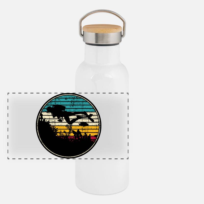Diving scuba Panoramic Thermal Bottle with Bamboo Lid