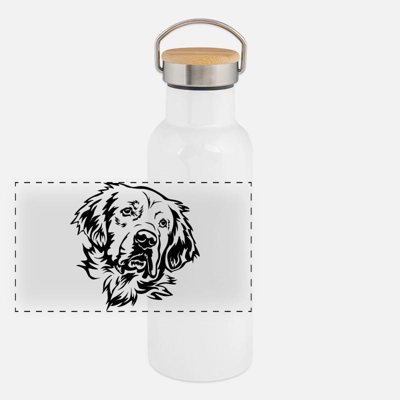 Golden Retriever Head Panoramic Thermal Bottle with Bamboo Lid