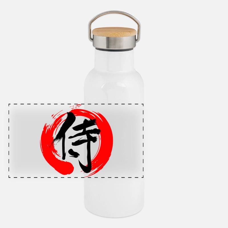 Samouraï en signe zen Gourde isotherme avec bouchon en bambou