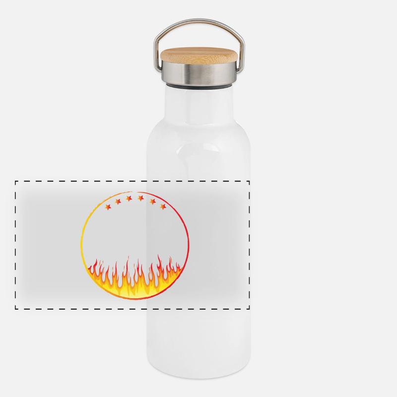 Circle on fire with Stars Panoramic Thermal Bottle with Bamboo Lid