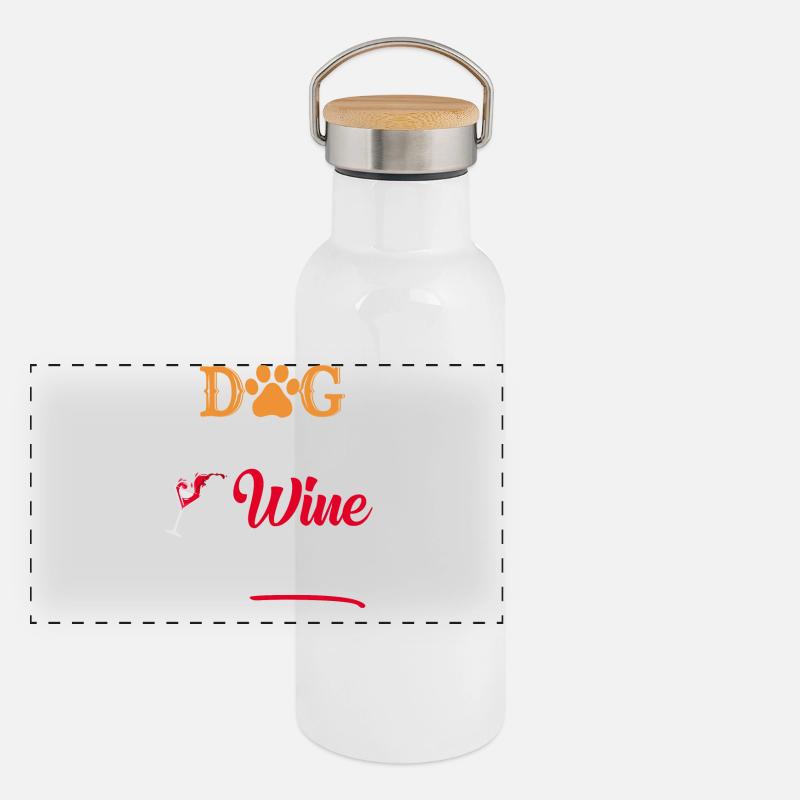 Maman de chien Amoureuse du vin Sagesse Gourde isotherme avec bouchon en bambou