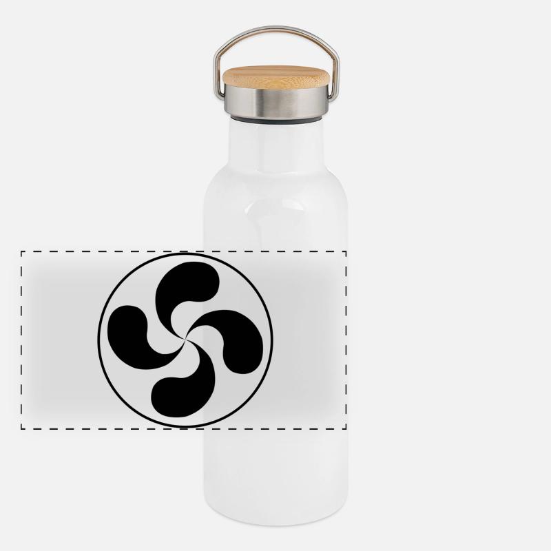 Lauburu Panorama Thermosflasche mit Bambusdeckel