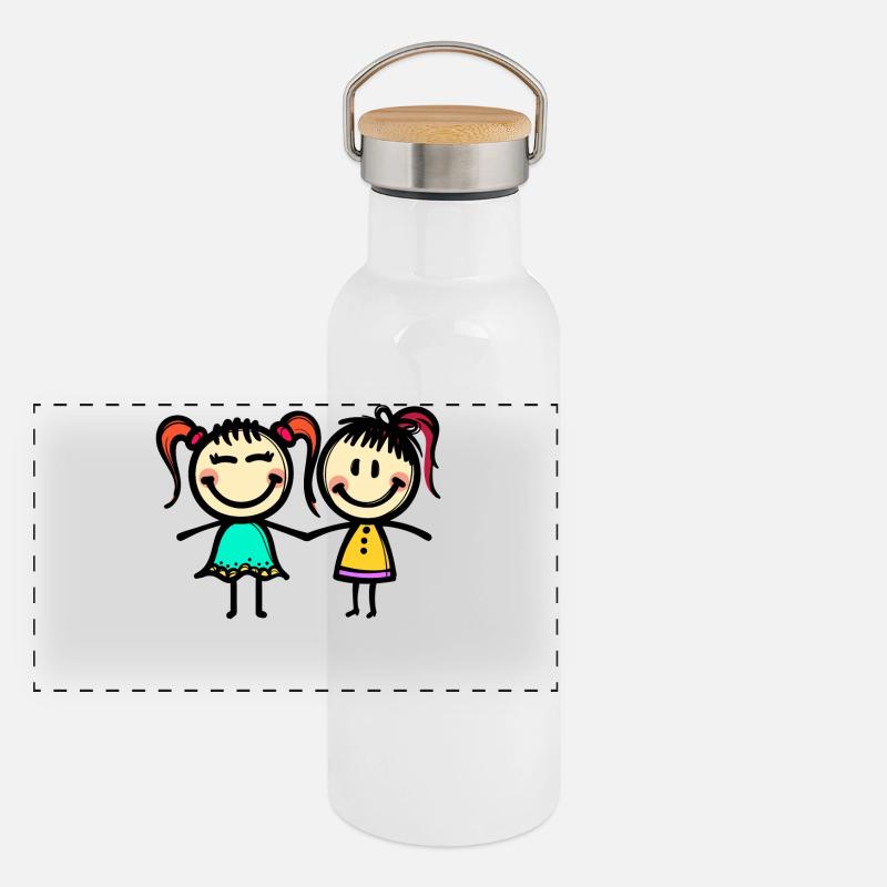 Kumpel Beste Freunde Panorama Thermosflasche mit Bambusdeckel