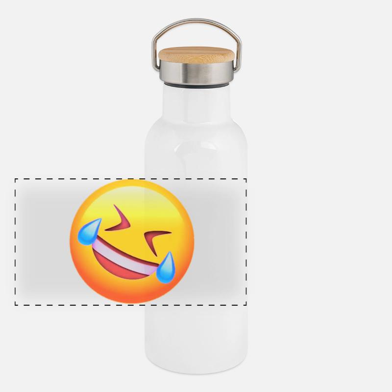 Lachendes Gesicht Panorama Thermosflasche mit Bambusdeckel
