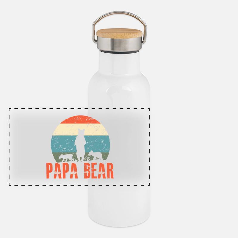 Papa bear Gourde isotherme avec bouchon en bambou