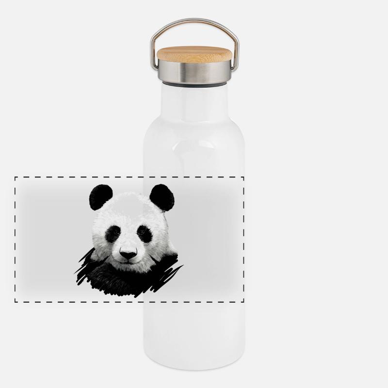 Panda Gourde isotherme avec bouchon en bambou