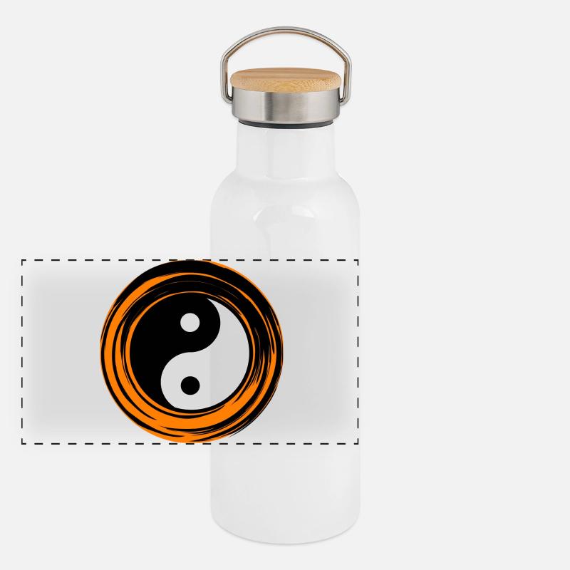 Yin-Yang orange Gourde isotherme avec bouchon en bambou