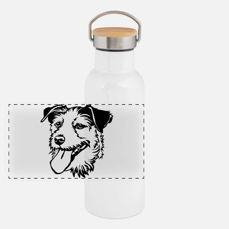 Parson Russel Terrier Kopf Panorama Thermosflasche mit Bambusdeckel