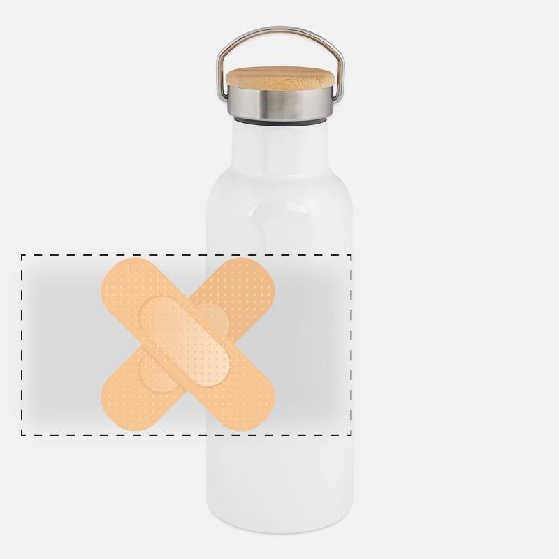 Dispositif de fixation croisé comme élément de conception Gourde isotherme avec bouchon en bambou